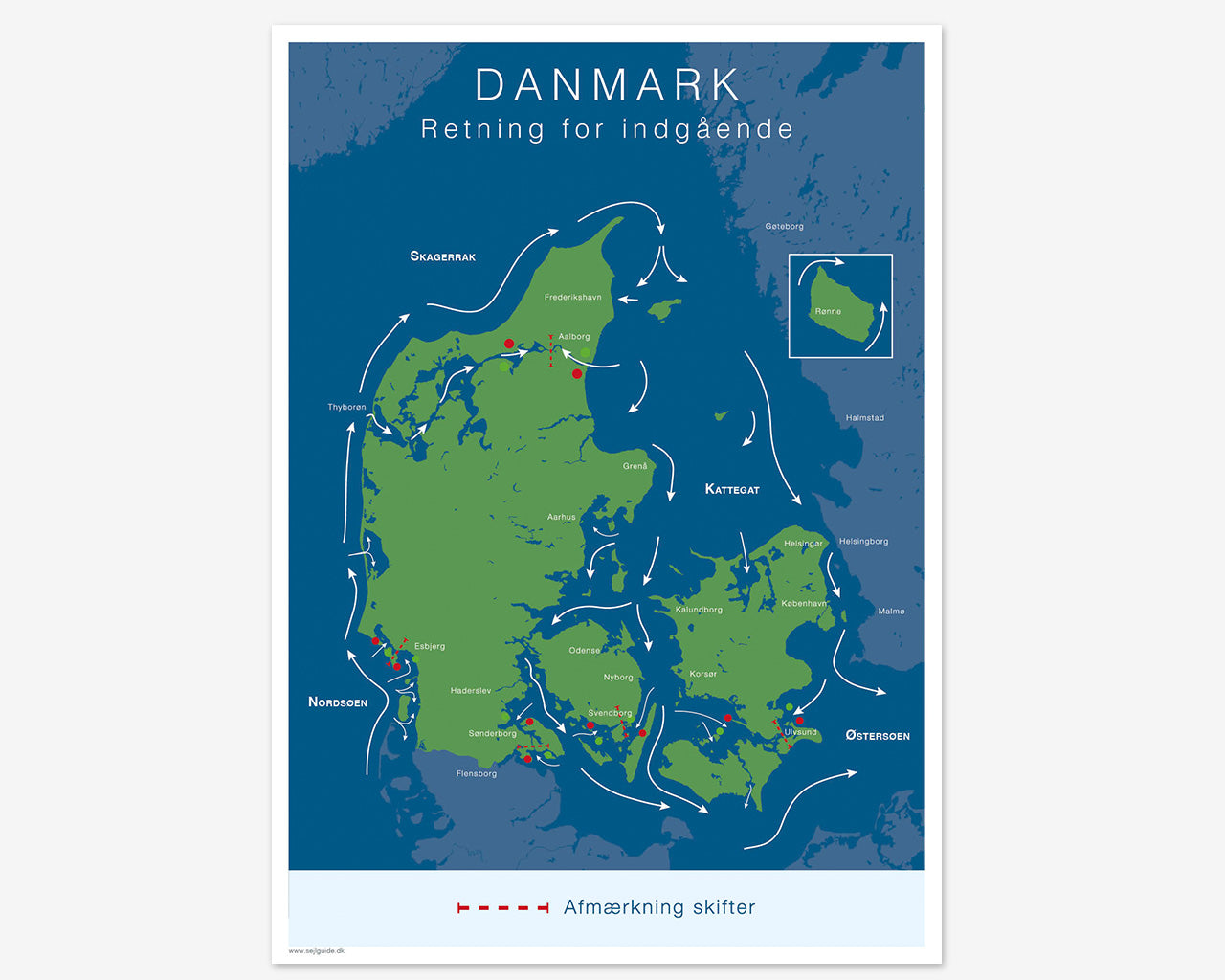 Danmarkskort - retning for indgående
